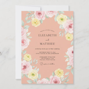Invitation Mariage aux Pivoines Terracotta Atténuées