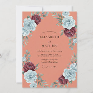 Invitation Mariage aux Pivoines Terracotta Marron