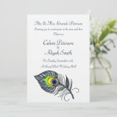 Invitation Mariage aux plumes de paon (Debout devant)