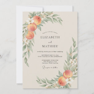 Invitation Mariage aux Ranunculus Abricot et Feuillage d'Euca