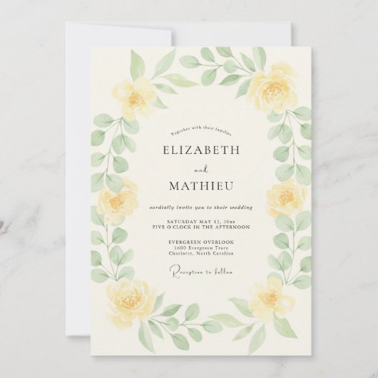 Invitation Mariage aux Ranunculus Beurre Feuillus (Devant)