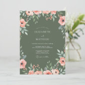 Invitation Mariage aux Ranunculus de Pêche Mousse (Debout devant)