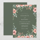 Invitation Mariage aux Ranunculus de Pêche Mousse (Devant / Derrière)