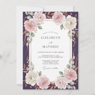 Invitation Mariage aux Ranunculus Eucalyptus et Teinte de Pru