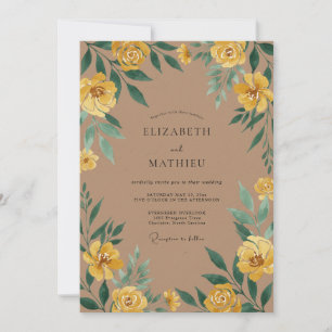 Invitation Mariage aux Ranunculus Eucalyptus Taupe Ambre