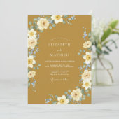 Invitation Mariage aux Ranunculus Feuillus Ocres (Debout devant)