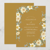 Invitation Mariage aux Ranunculus Feuillus Ocres (Devant / Derrière)