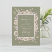 Invitation Mariage aux Ranunculus Mauve et Mousse (Debout devant)