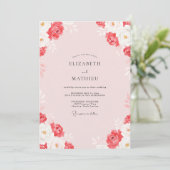 Invitation Mariage aux Ranunculus Peints de Corail Poussiéreu (Debout devant)