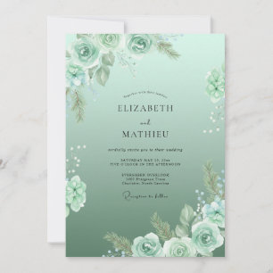 Invitation Mariage aux Ranunculus Peints de Couleur Ecume de 