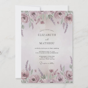 Invitation Mariage aux Ranunculus Peints de Lavande
