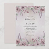 Invitation Mariage aux Ranunculus Peints de Lavande (Devant / Derrière)