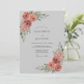 Invitation Mariage aux Ranunculus Peints Terracotta (Debout devant)