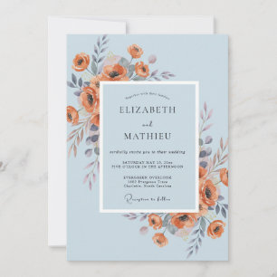 Invitation Mariage aux Ranunculus Terracotta et Eucalyptus Ci