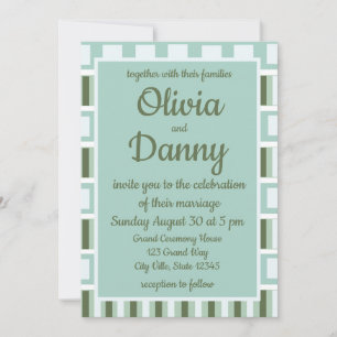 Invitation Mariage aux rayures carrées vert sarcelle