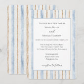Invitation Mariage aux rayures crème marron bleu (Devant / Derrière)