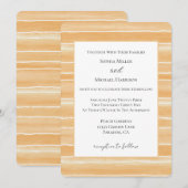 Invitation Mariage aux rayures crème pêche (Devant / Derrière)