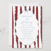 Invitation Mariage aux rayures fantaisistes manuscrites et pe (Devant)