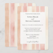 Invitation Mariage aux rayures roses pêche et crème (Devant / Derrière)