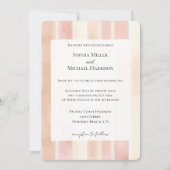 Invitation Mariage aux rayures roses pêche et crème (Devant)