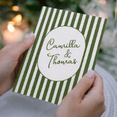 Invitation Mariage aux rayures vert foncé