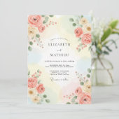 Invitation Mariage aux renoncules corail peint (Debout devant)