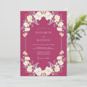 Invitation Mariage aux Renoncules Feuillus de Framboise (Debout devant)