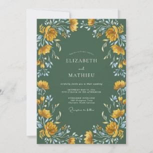 Invitation Mariage aux Renoncules Moss Gold
