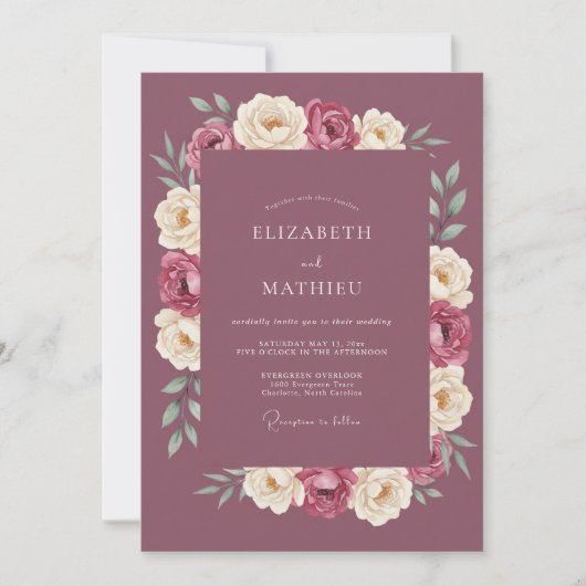Invitation Mariage aux Renoncules Mûres (Devant)