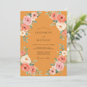 Invitation Mariage aux Renoncules Ocres Peints (Debout devant)