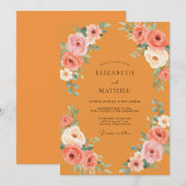 Invitation Mariage aux Renoncules Ocres Peints (Devant / Derrière)