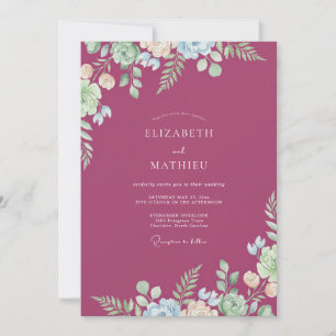 Invitation Mariage aux Renoncules Peints en Mauve