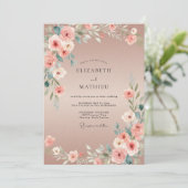 Invitation Mariage aux Renoncules Roses (Debout devant)