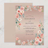 Invitation Mariage aux Renoncules Roses (Devant / Derrière)