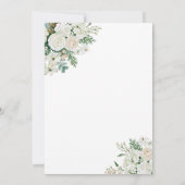 Invitation Mariage aux Roses Blanches d'Hiver Cornouiller et (Dos)