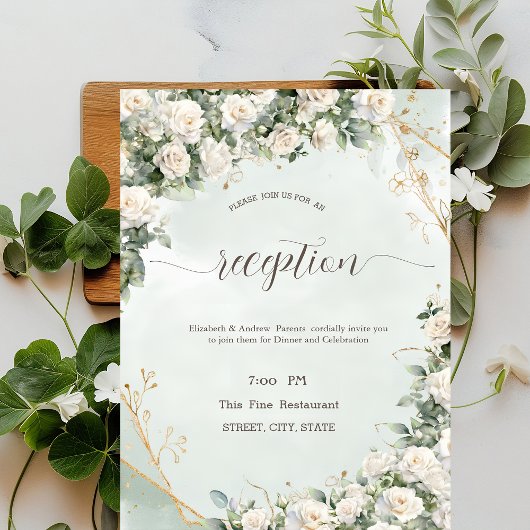 Invitation Mariage aux Roses Blanches Élégantes