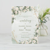 Invitation Mariage aux Roses Blanches Élégantes (Debout devant)