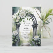 Invitation Mariage aux Roses Blanches Gothiques (Debout devant)