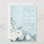 Invitation Mariage aux Roses Blanches Hellebores Eucalyptus A (Devant)