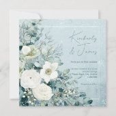 Invitation Mariage aux Roses Blanches Hellébores Eucalyptus A (Devant)