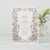 Invitation Mariage aux Roses Botaniques Victoriennes Héritage (Debout devant)