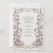 Invitation Mariage aux Roses Botaniques Victoriennes Héritage (Dos)