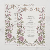 Invitation Mariage aux Roses Botaniques Victoriennes Héritage (Devant / Derrière)