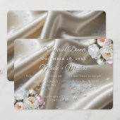 Invitation Mariage aux Roses de Satin Blanc (Devant / Derrière)