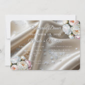 Invitation Mariage aux Roses de Satin Blanc (Devant)