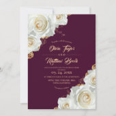Invitation Mariage aux Roses Fuchsia Rose et Blanches (Devant)