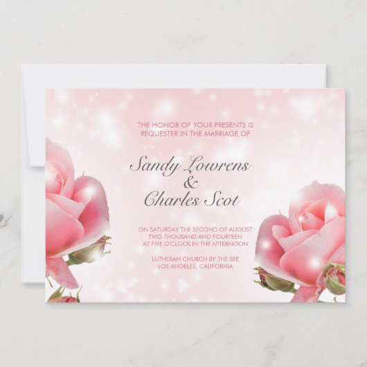 Invitation Mariage aux Roses Roses Élégantes (Devant)