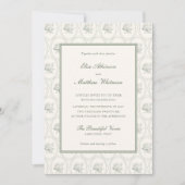 Invitation Mariage aux Roses Vert Sauge (Devant)