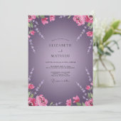 Invitation Mariage aux Sprigs Peints de Violet Profond (Debout devant)