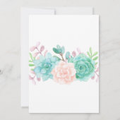 Invitation Mariage aux succulentes à l'aquarelle rose et vert (Dos)
